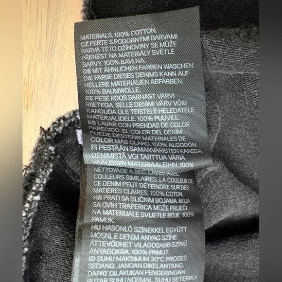 Sz XS Black Denim Long Sleeve Collar Short Dress Orange Paint Belt with Pocket - Picture 4 of 10